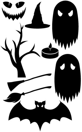 Halloween party isolated black silhouettes.のイラスト素材