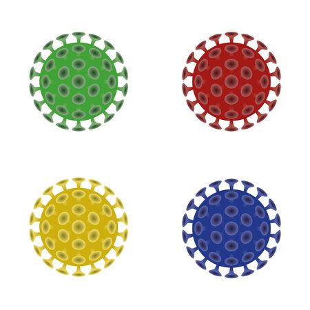 viruses in four color versions isolatedのイラスト素材
