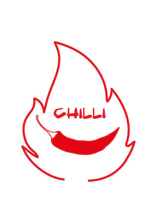 chilli pepper in fire, isolated on white backgroundのイラスト素材