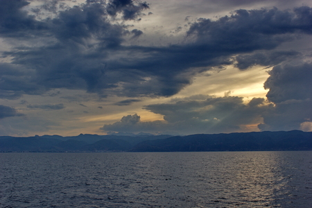 sunset on Ohrid lakeの写真素材