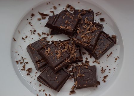 pieces of chocolate on plateの写真素材