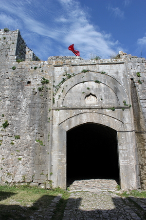 gate to the fortress Rozafa in Shkoder, Albaniaの写真素材