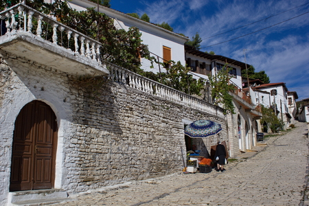 old street of Berat, Albaniaのeditorial素材