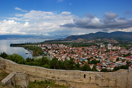 view from Samuels fortress, Ohrid, Macedoniaの写真素材