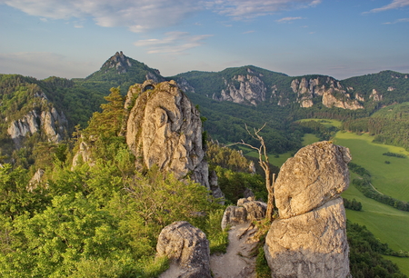 impressive, unusual rocky area in the light of summer evening, Slovakiaの写真素材