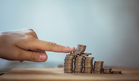 financial pyramid from coinsの写真素材