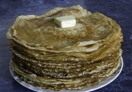 Russian pancakes for Maslenitsaの写真素材