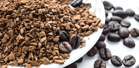roasted coffee beans isolated in white background cutoutの写真素材