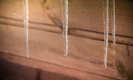 icicle on a roof also drip down, springの写真素材