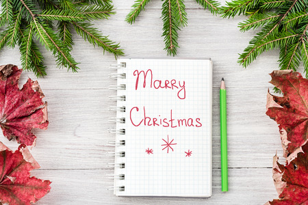 Christmas composition on a wooden backgroundの写真素材