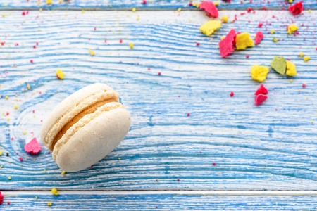 Sweet macarons on a white  background. Trendy cakes.の写真素材