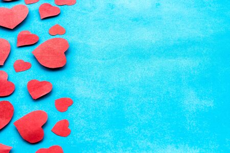 Beautiful decorative hearts on wooden background. Valentine's day. mother's day.の写真素材