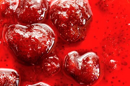 Background of strawberry jam, close-upの写真素材