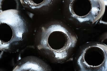 Background of pitted Olives-close-up, macroの写真素材