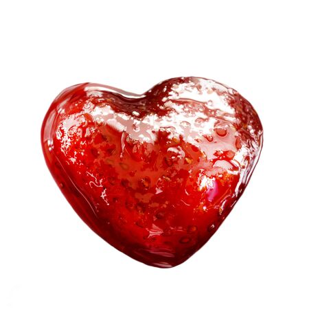 Strawberry jam in a heart shape isolatedの写真素材