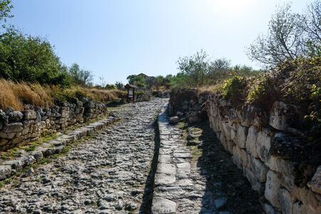 Cave fortress city in the mountains of Crimea-historical ancient ruins.