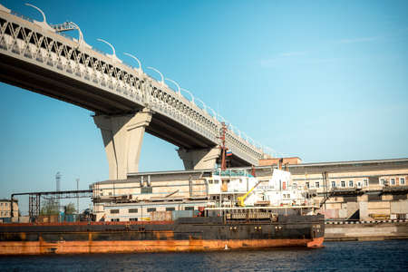 Russia, Saint Petersburg, may 30, 2020: Western high-speed diameter-main bridge over the seaportのeditorial素材