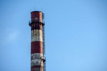 Industrial brick pipes and a large space with the skyのeditorial素材