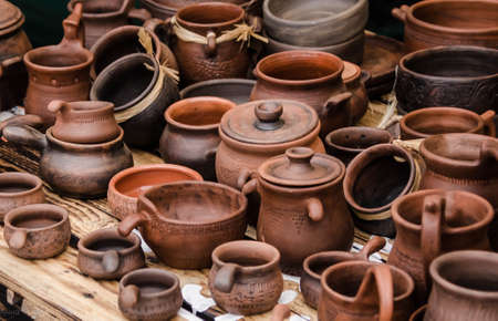There Are Many Nice Terracotta Clay Potsの写真素材