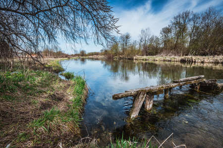 Beautiful summer landscape with a riverの写真素材