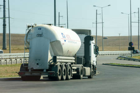 Russia, Crimea, September 11, 2019: Cars on the highway to Crimea.