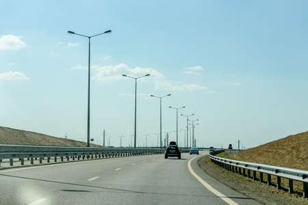 Russia, Crimea, September 11, 2019: Cars on the highway to Crimea.のeditorial素材