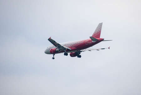 Russia Petersburg August 4, 2020: Russian airlines plane in the sky.のeditorial素材