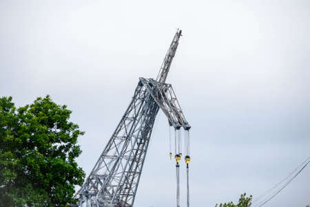Saint Petersburg, Russia, July 31, 2020: sea cargo crane towerのeditorial素材