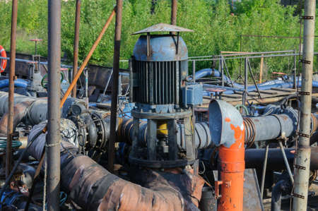 Russia, Saint Petersburg, May 2021: Pump for pumping oil on board an oil tankerのeditorial素材