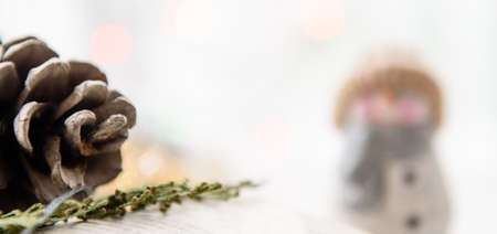 New Year's background. Fir cone and bokehの写真素材