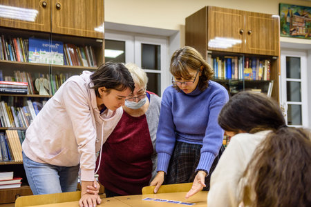 Russia St. Petersburg November 2021: Students in the classroom communicate with each otherのeditorial素材