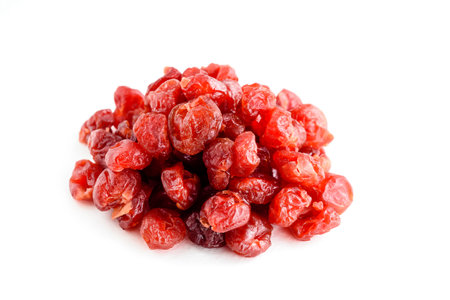 Dried berries in sugar isolated on a white backgroundの写真素材
