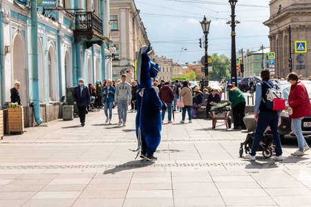 Russia, St. Petersburg, June 2022: view of the central street Nevsky Prospektのeditorial素材