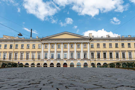 Russia, St. Petersburg, June 2022: an old house in the city center and Mostovaya streetのeditorial素材