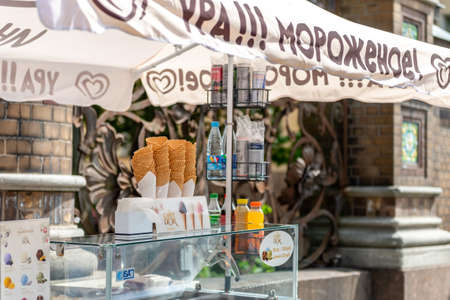Russia, St. Petersburg, June 2022: ice cream stall on the streetのeditorial素材