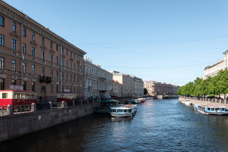 Canals and embankment in Saint Petersburg Russia 2022のeditorial素材
