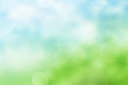 Abstract blurred background of the nature of the sky and greenery. The concept of the environment.の写真素材