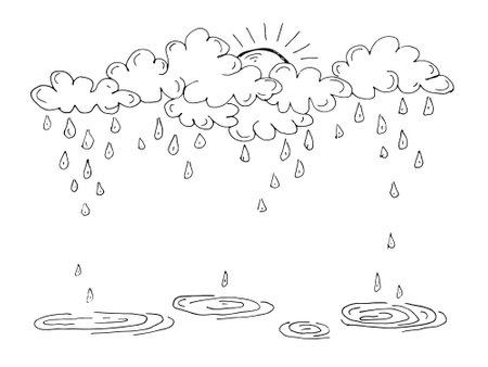 Summer rain vector doodle pictureのイラスト素材