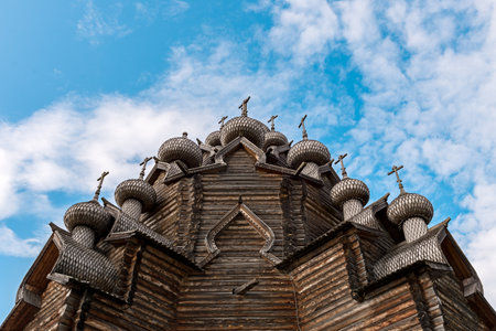 Russia, St. Petersburg JULY 22, 2023: Bogoslovka Manor in the style of ancient wooden Russian architectural architectureのeditorial素材
