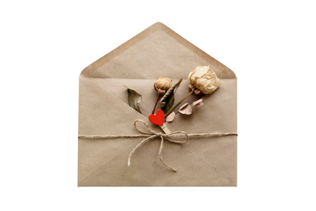 Blank card in an envelope for Valentine's Day.の写真素材