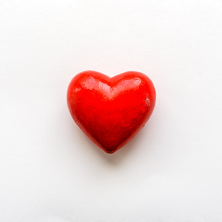Red heart on white background - close-up. Concept of love and health.の写真素材