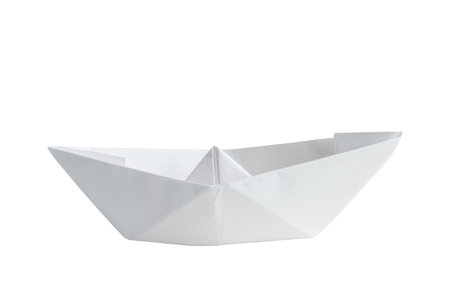 White paper boat on a white isolated backgroundの写真素材