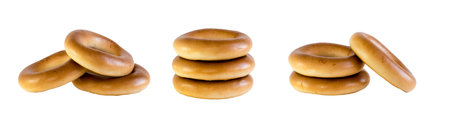 Bagels baked goods on white isolated backgroundの写真素材
