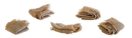 Set of burlap rags on white backgroundの写真素材