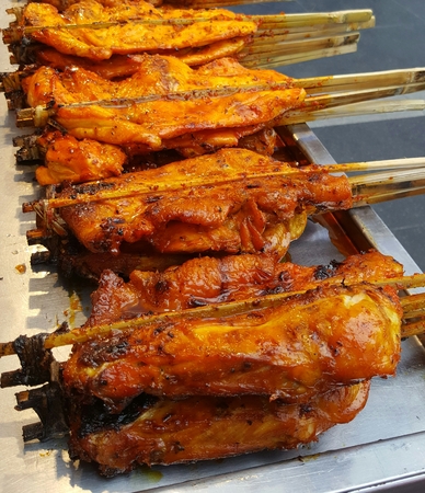 Roast chicken stickの写真素材