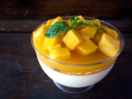 Panacotta mango and black background.の素材