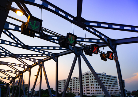 Bridge over the river sunsetの写真素材