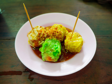 dumpling food in street thailandの写真素材