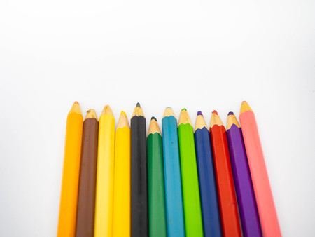 Color pencils isolated on white background,Crayonの写真素材