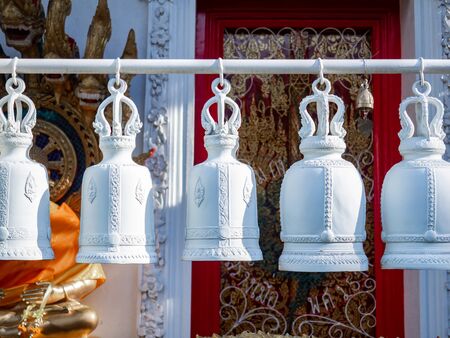 White bell in Temple Bangkok,Thailandの写真素材